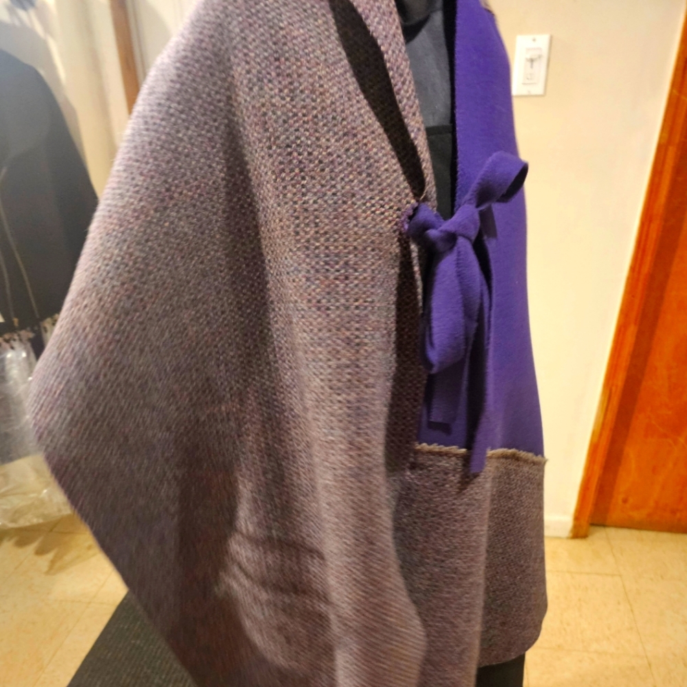 Purple and Gray Knit Scarf Cape